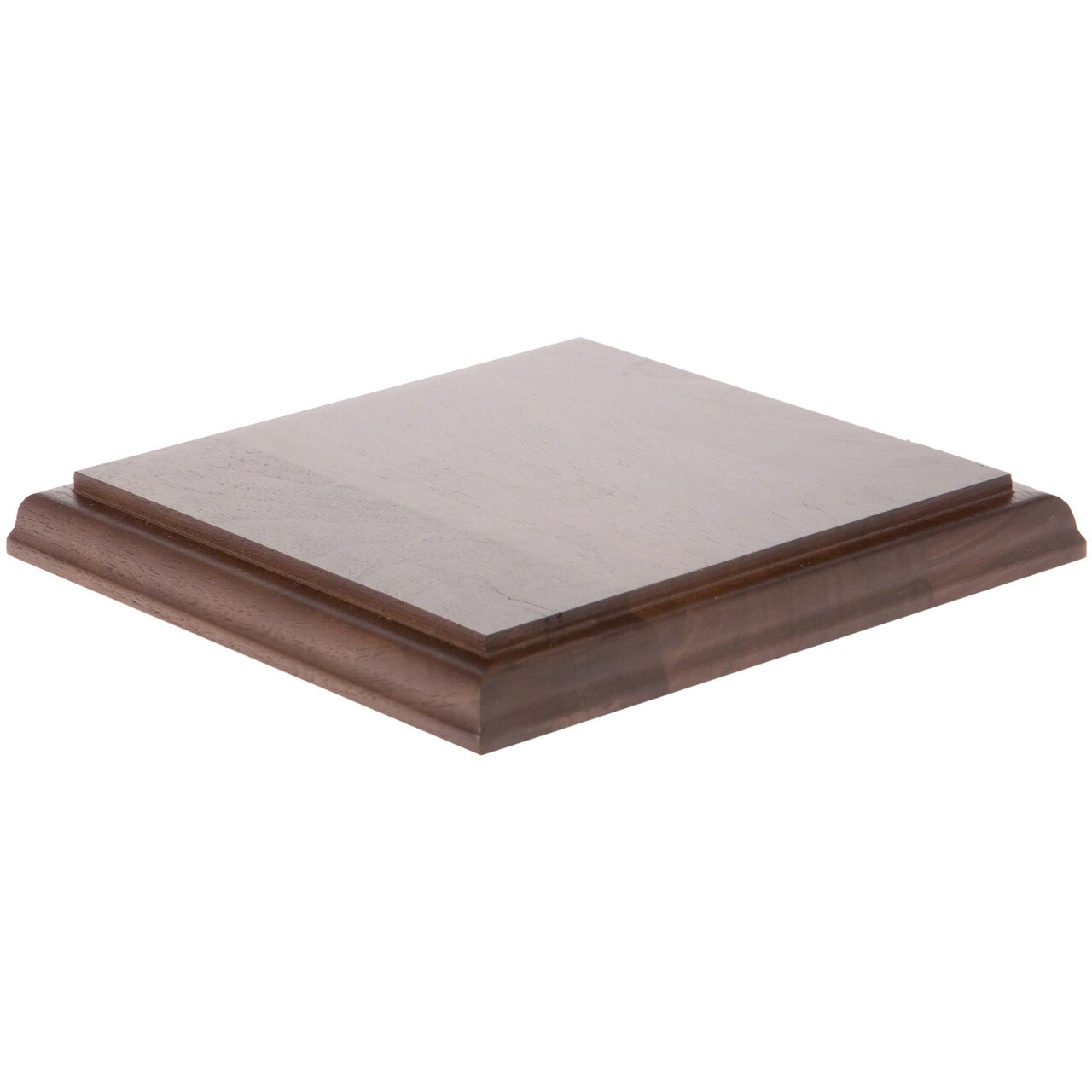 Plymor Solid Walnut Square Wood Display Base with Ogee Edge, 6.875" W x 6.875" D x 0.75" H